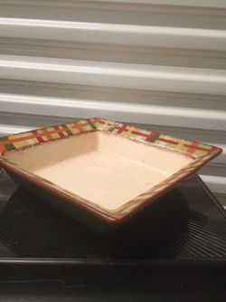 Rustic plaid - Clay Art., Serving Platter  16' By 16' 1990 Pattern 