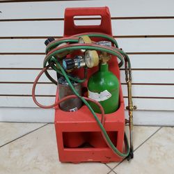 Genteel type welding and cutting torch with oxygen acetylene tanks