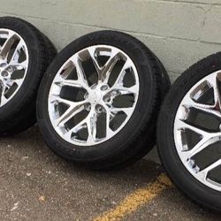 22” SNOWFLAKES WHEELS RIMS TIRES NEW CHEVY TAHOE SILVERADO SUBURBAN CHEVROLET ESCALADE CHROME