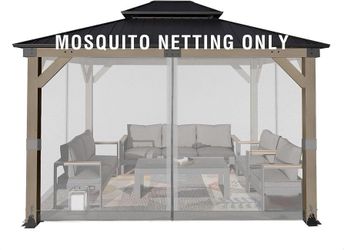 Universal 10x13 ft Gazebo Mosquito Netting, Replacement 4-Panel Sidewalls with Double Zippers for Patio, Backyard, Deck, and Lawn (Netting Only, Gray)