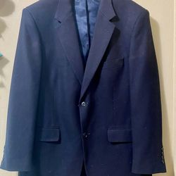 Oak Creek Mens 40R Navy Blue Lambs Wool Blazer 2 Button Sport Coat Jacket