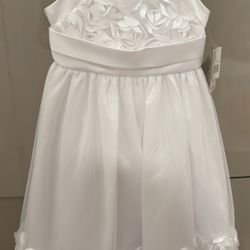 White Floral Appliqué Dress, brand new, size 4