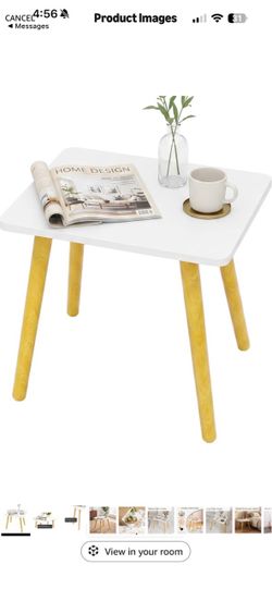 Small White Side Table Living Room, Easy Assembly Compact Table
