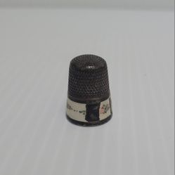 Antique Sewing Thimble Sterling? Silver Floral Guilloche Enamel