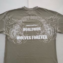 Pre Owned Excellent  Darc Sport Wolves Bodybuilding  T Shirt  Short Sleeve  Printed Tan White  Men  Size Medium