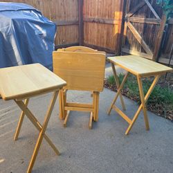 Four Wooden Lounge Tables w/ Storage Stand