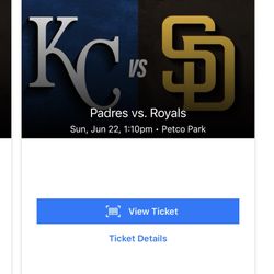 Two tickets to Padres vs. Royals 