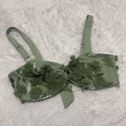 New large green floral crop tank top fairy festival rave boho outfit 