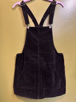 Black corduroy overall dress