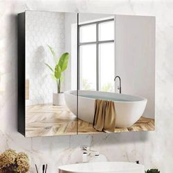 New in the box 36 Inch x 24 Inch Mirrored Medicine Cabinet, Black Medicine Cabinet for Bathroom with Mirror,Surface Mount Bathroom Medicine Cabinet wi
