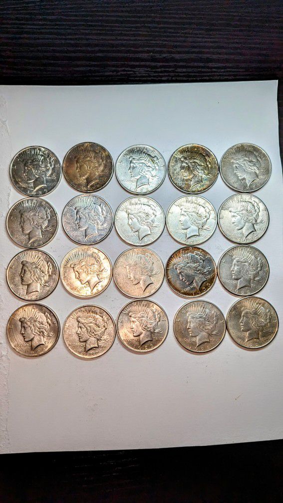 Roll Of 20 Peace Silver Dollars Coins
