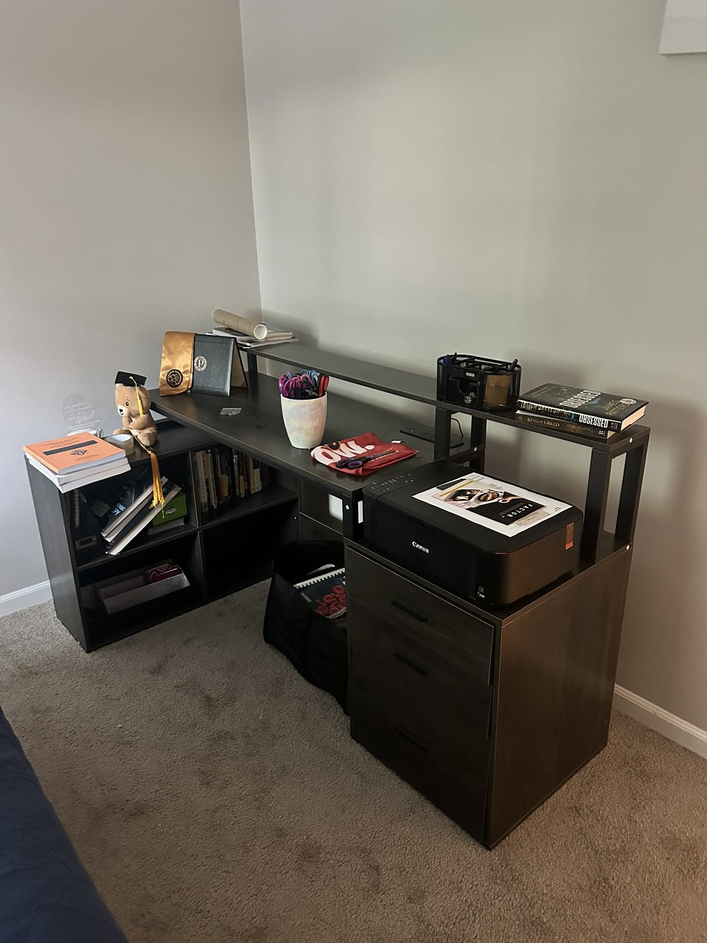 Gray LED Computer Desk