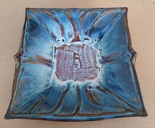 Vintage Bill Campbell Pottery Tray *40.00 Firm* Flambeaux Glaze 8" x 8" Home Decor  Arts and Crafts