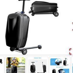 NEW TABU 21" Scooter Suitcase For Kid & Adult, Ride On Scooter Luggage, Black