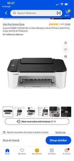 Canon PIXMA TS3522 All-in-One Wireless InkJet Printer with Print, Copy and Scan Features