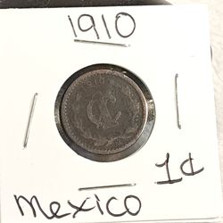 #586 Mexico 1910 un centavo coin