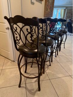 set of 5 indoor heavy rustic antique brass metal bar stool swivel sturdy