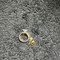 PLATED GOLD RING AND EARING SET