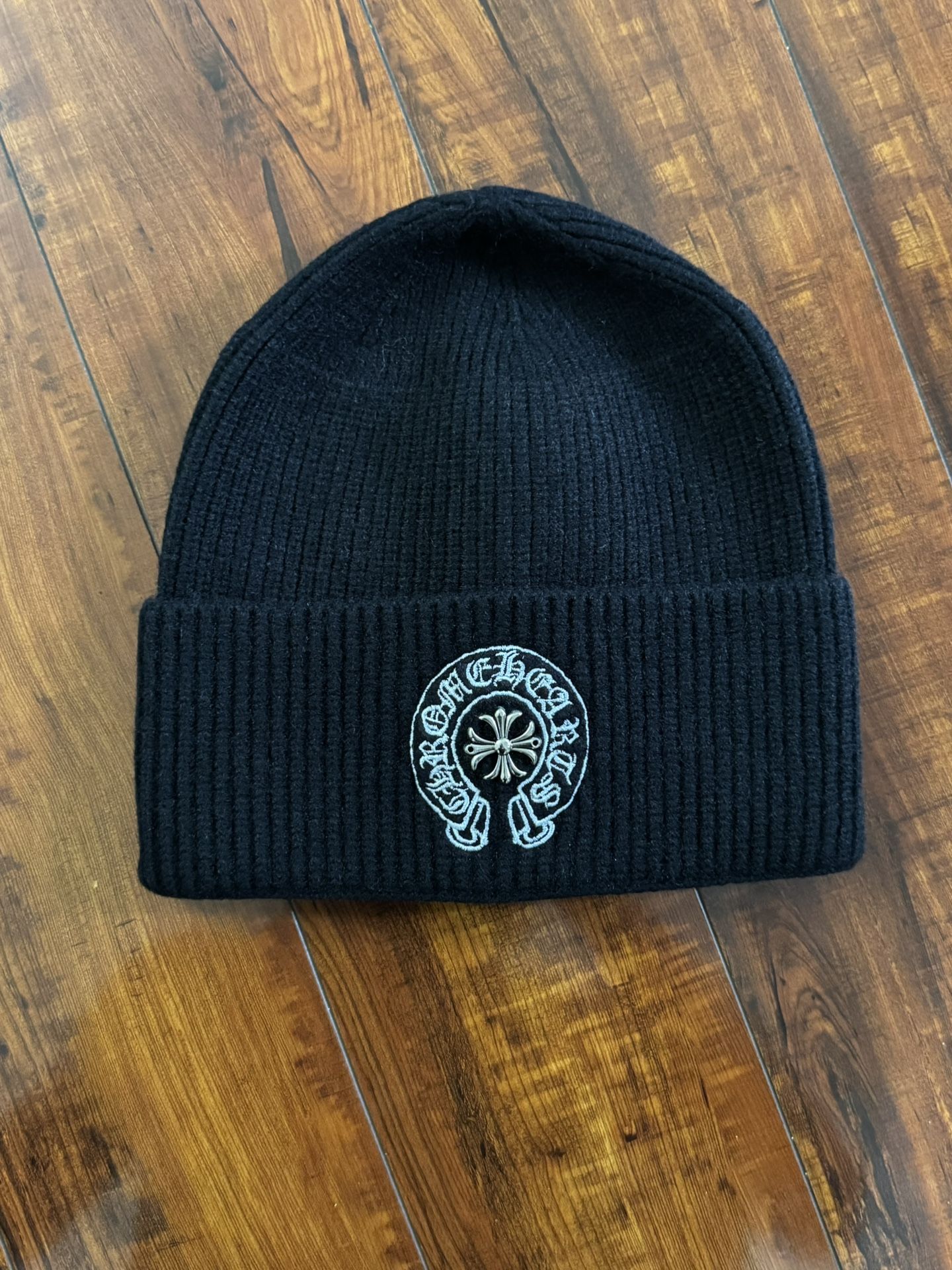 Chrome Hearts Horseshoe Cross Knit Beanie Black One Size NEW