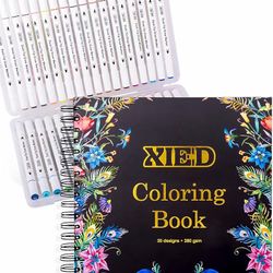 Adult Coloring Book & 36 Colors Alcohol Markers 