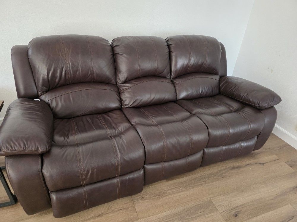 Leather Recliner 3 Seat Sofa