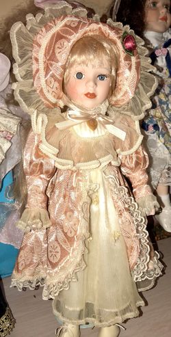 Ashley Belle porcelain doll- Victorian doll with blonde hair & blue eyes.