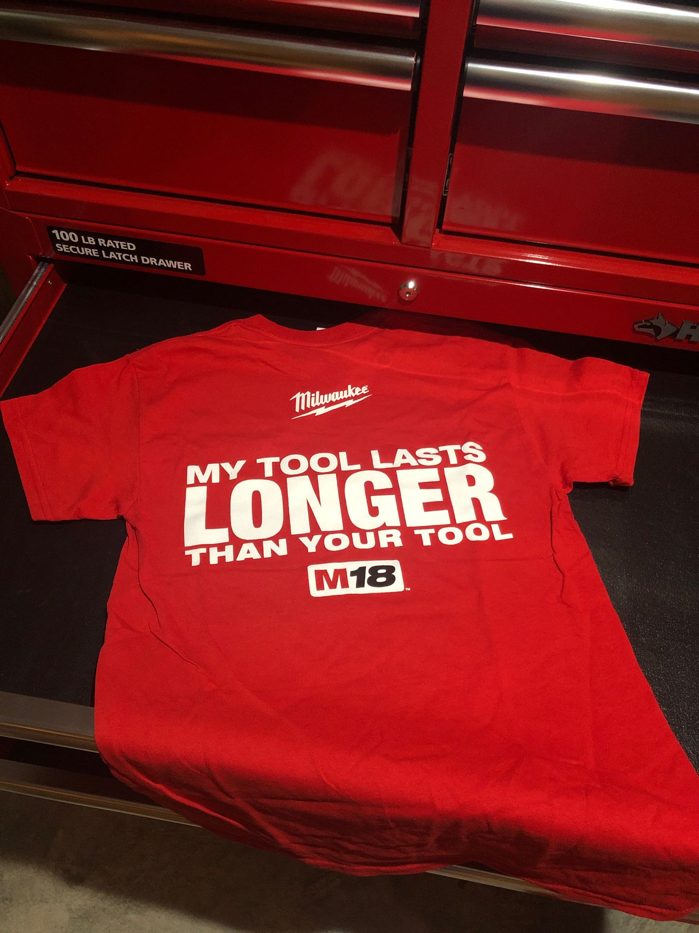 Milwaukee tool tee shirt. Size small