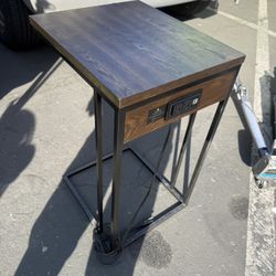 Side Table With Outlets And USB Plugs