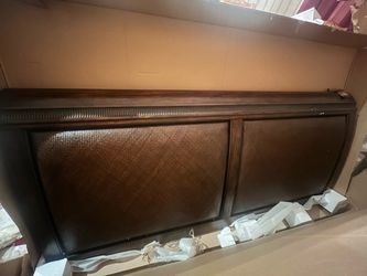 Dark Wood Upholstered Bed Headboard