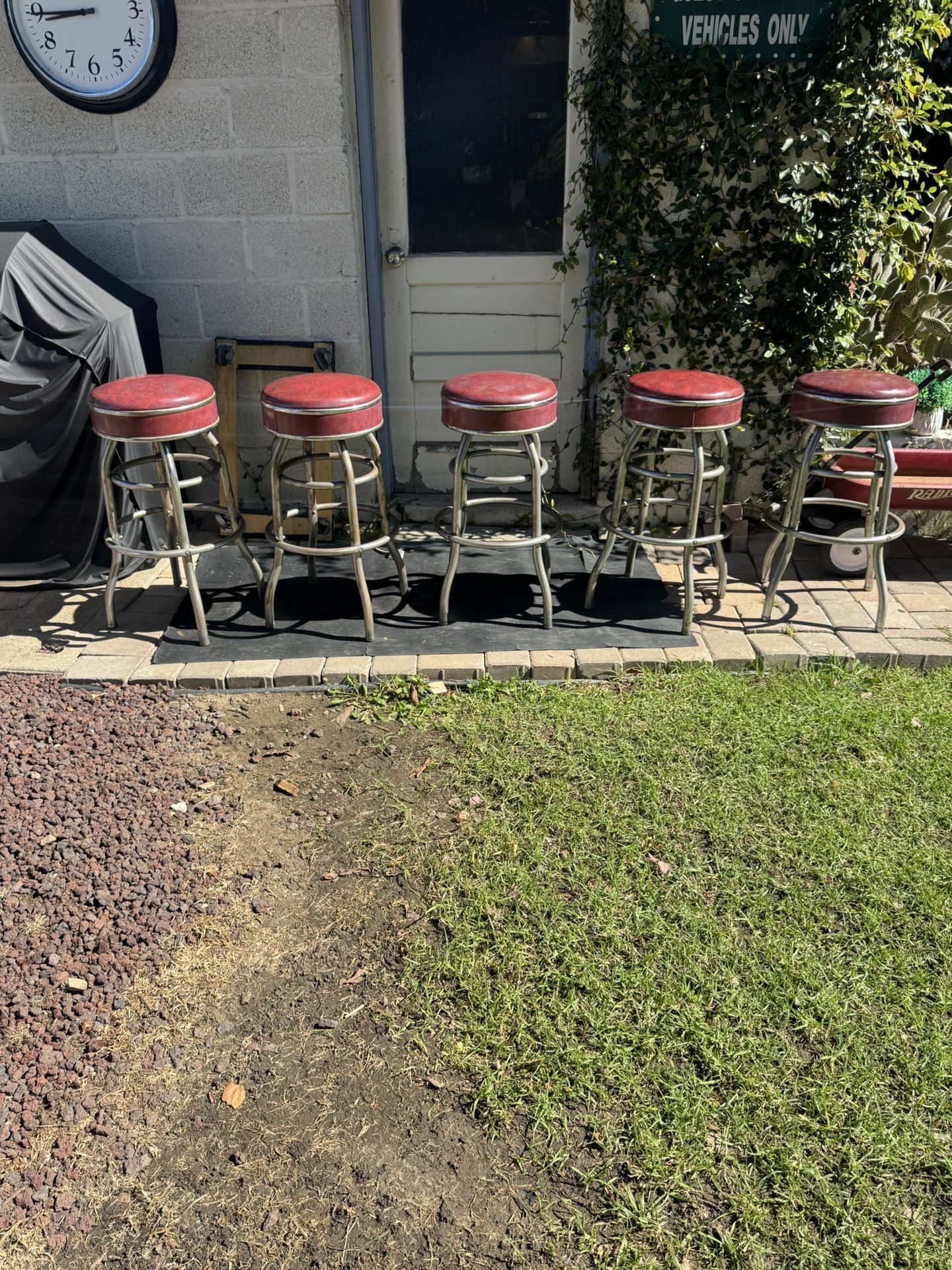 5 Vintage COSCO Kitchen Bar Stool Chair Mid Century Red