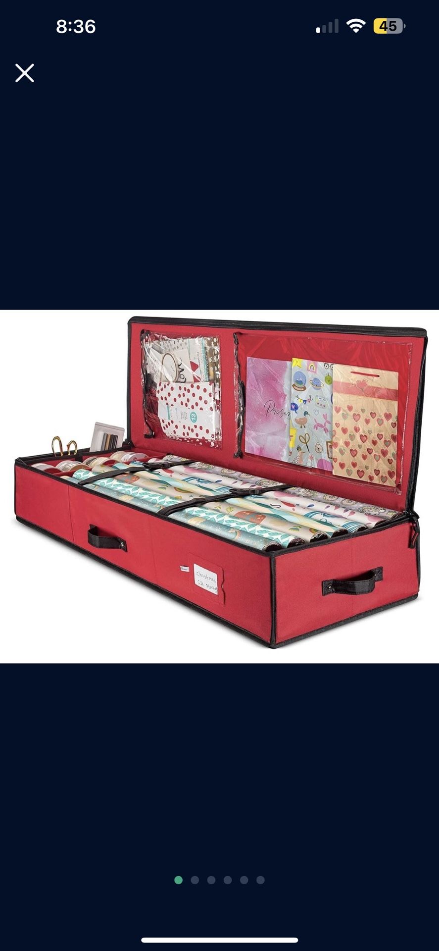 Premium Christmas Wrapping Paper Storage Bag with Interior Pockets - Fits 24 Rolls, Christmas Decoration Storage Box