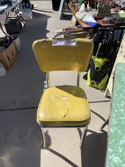 Vintage 1950’s Chrome and Yellow Vinyl Chair 