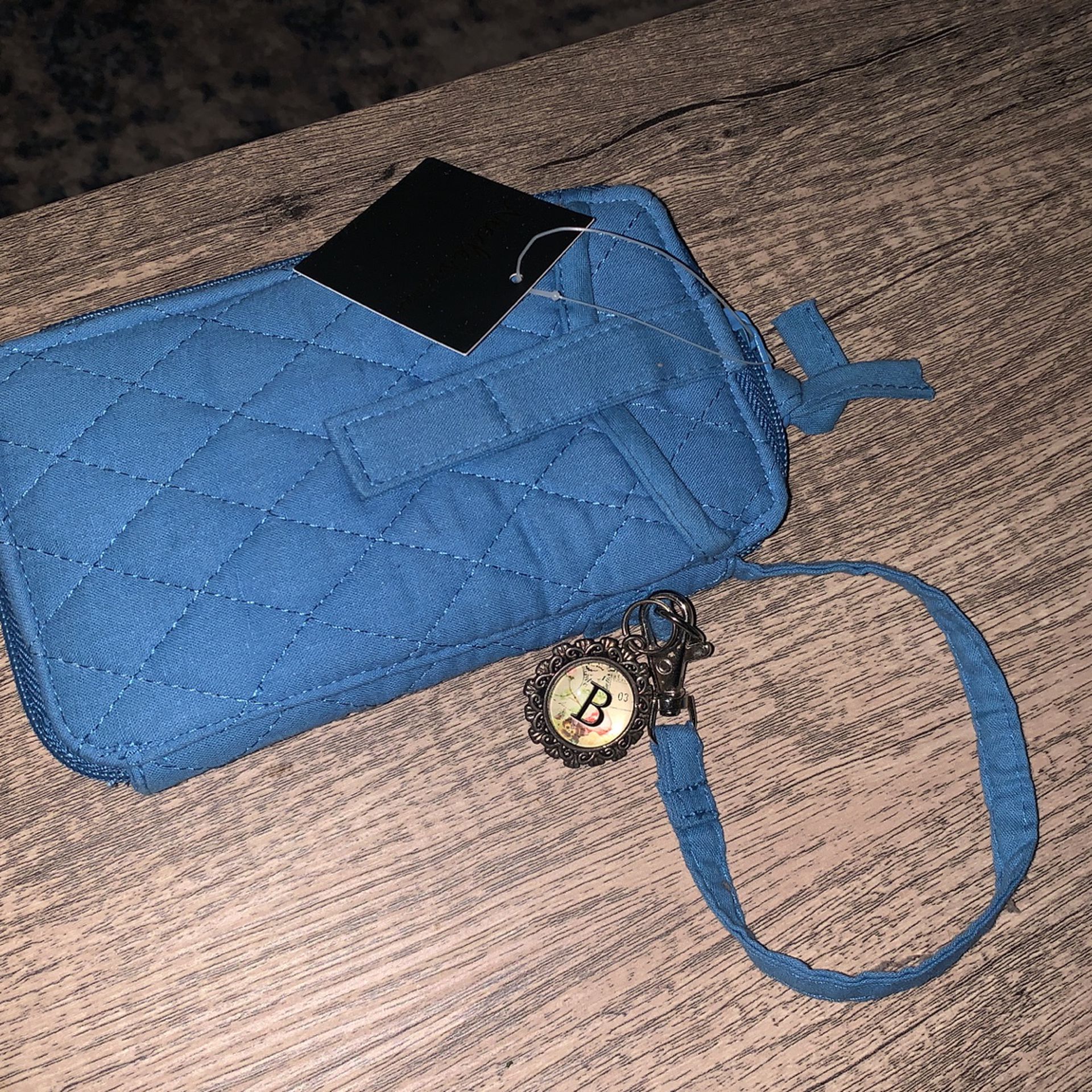 Nicole's Boutique Blue Wristlet Wallet Zip Around ID Phone Case Strap New