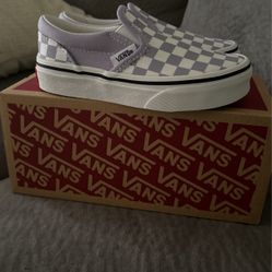 Girls Purple Checkered Vans