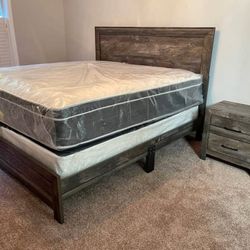 Rustic Brand New Wooden King & Queen Size Bedroom Set