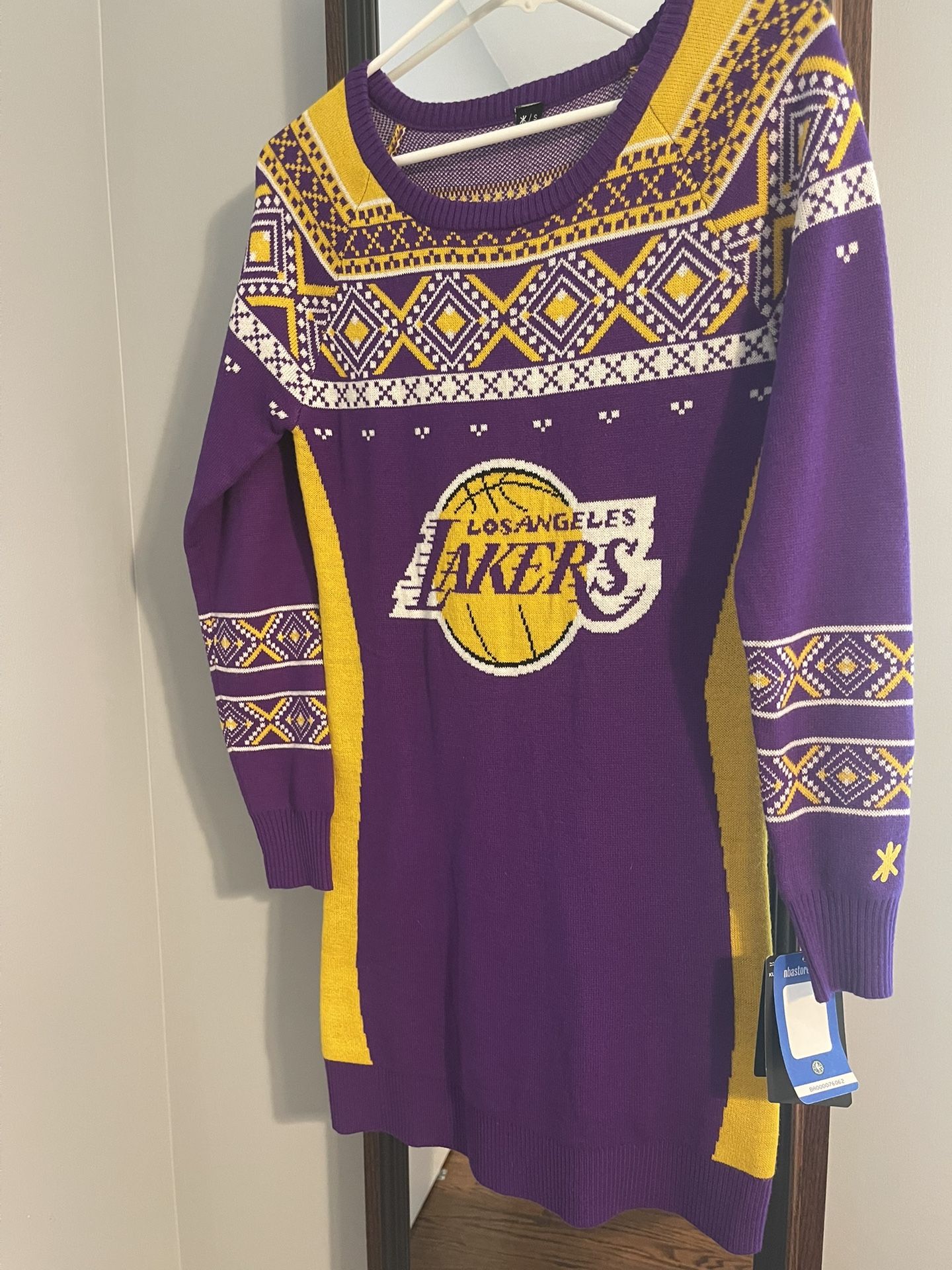New With Tags Small Christmas Holiday Lakers Basketball Sweater Dress 