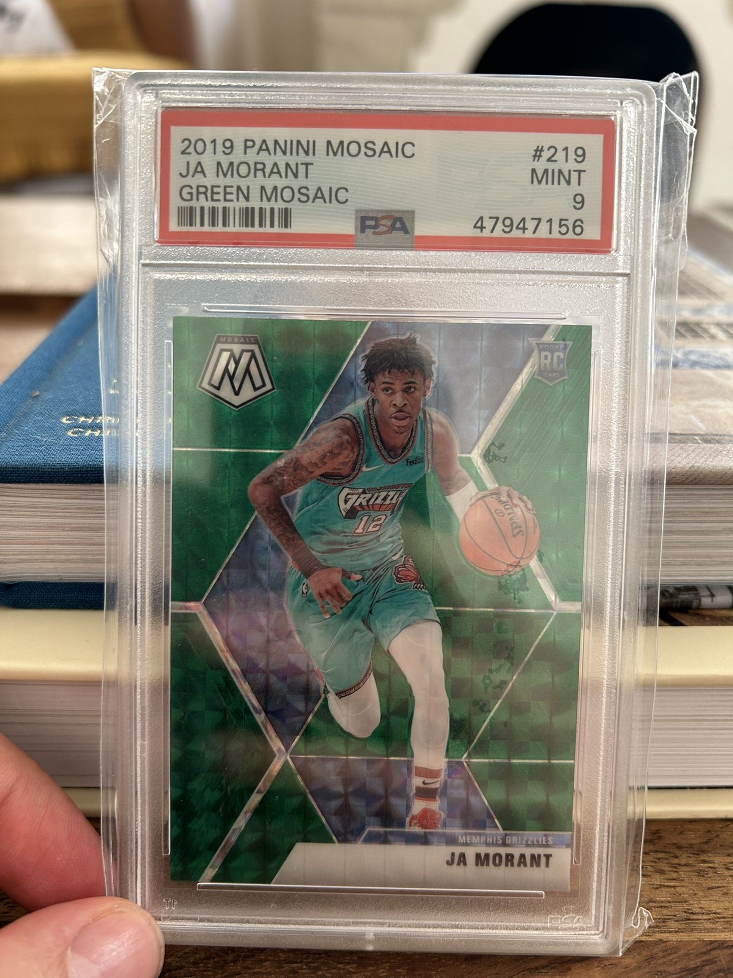 19-20 Panini Mosaic Ja Morant Rookies Green Prizm #219 PSA 9