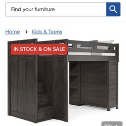 Cama alta con escaleras y cajones