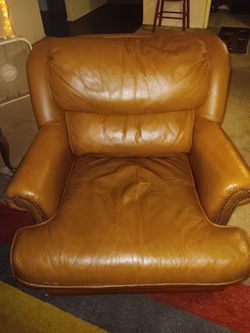 Tan comfortable leather chair