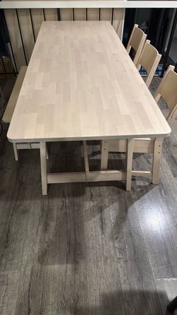 IKEA dinner table Large with 3 chairs 1 bench