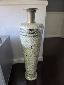 Mosaic Glass Floor Vase 33" height