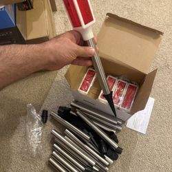 2 Pcs Driveway Markers Solar Powered Driveway Reflectors on Poles Reflective Red Landscape Reflectors Marker Lights for Snow Road Yard Outdoor Parking