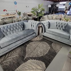 Glam Velvet 2- Piece Sofa And Love Seat