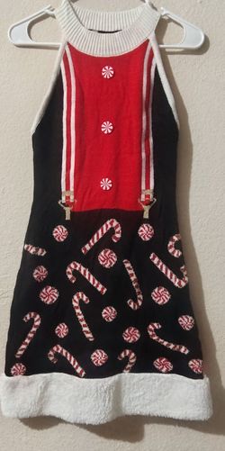 Christmas Sweater Dress Candy Cane Print