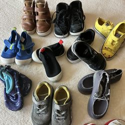 Boys Shoes Sizes 6-9 C 10 Pairs + 2 Hats Toddlers