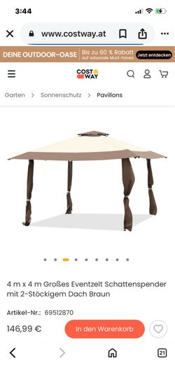 New in Box 13x13 Ft Pop Up Gazebo, 2 Tier Patio Gazebo, 1 Person Setup Instant Outdoor Shelter