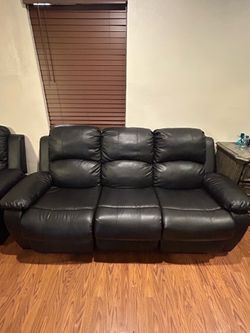 Black leather couches