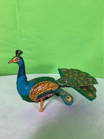 Vintage Tin Litho Wind-Up Proud Peacock Made in Japan Alps Toy Co Mechanical