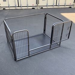(New in box) $80 Heavy-Duty Dog Pet Playpen with Plastic Tray Indoor Outdoor Cage Kennel 4-Panel, 49x32x28” 