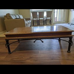 Wood Coffee Table With Iron Legs